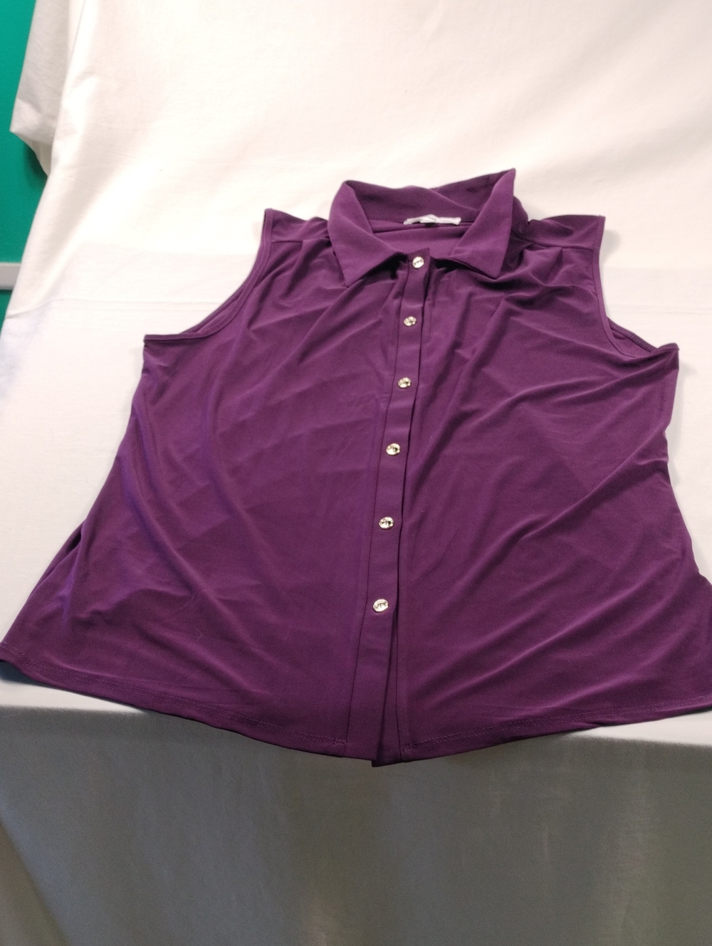 PerSeption Concept Sleeveless Button-Front Shirt - Purple Size XL. #28